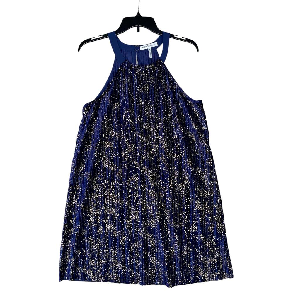 Velvet Pleated Mini Dress Metallic - Picture 6 of 9